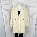 Pretty Little Thing  Faux Sherpa Double Breasted Teddy Coat Cream 10 Borg Lapel Photo 2