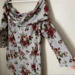 Rue 21 Dress Off The Shoulder Floral Print Gray Rose Casual Long Sleeve Photo 2