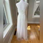 Iris  White Mesh Grecian Formal Dress Gown Size Medium FLAW Photo 2