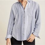 Anthropologie  Maeve Blue Striped Button Down Shirt‎ Relaxed Fit Casual Medium Photo 0