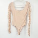 Forever 21  Womens Balletcore Swiss Dot Square Neck Ruched Bodysuit Size‎ S Pink Photo 5