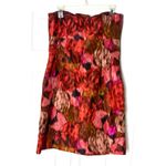 J.Crew  Red Pink Watercolor Silk Strapless Bow Dress Size 8 Photo 4