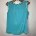 Elie Tahari Tahari Silk Aqua Blue Sleeveless Shell Blouse S M Photo 4