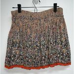 American Eagle Womens Pleated Mini Skirt Size 8 Floral Print Taupe Orange Multi Photo 2