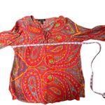 Ralph Lauren Lauren Large Vibrant Paisley 3/4 Sleeve Lined Lace up Boho ChicTop Photo 9