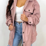 Bibi Women's Fleece Jacket Light Pink Mauve Oversized Relaxed Fit SM Pockets Photo 0