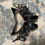 Prada Black Patent Leather Caged Platform Sandals Size 38.5/7.5 Photo 4