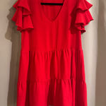 Timing  Red Apparel Ruffle Dress Photo 0
