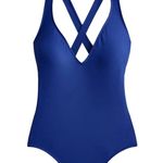 J.Crew - NWT High Support Cross Back Blue One-Piece Swimsuit Sz 10 Photo 0