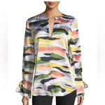 Equipment Silk Multicolor Camouflage Blouse Shirt Top Tie Cuffs M Photo 1