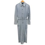 RETROFETE Russo Wide Leg Jumpsuit Light Wash Denim Utility Cargo Long Sleeve XXS Blue Photo 4