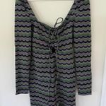 ZARA  Mini Dress Womens Long Sleeve Knit Purple Green Wave Pattern NWT Size S Photo 0