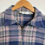 Vintage Zip Up Plaid Flannel Shirt Shacket Women’s Size Large 2 Chest Pockets Photo 2