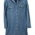 Lands' End Womens Cotton Denim Chambray Shirt Dress Button Down Pockets Size 8 Photo 0