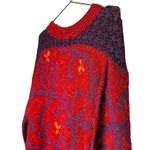 Vintage Manisha 90s Red Purple Silver Crewneck Holiday Sweater Size Medium Photo 2