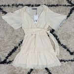 ZARA Ivory Pleated Mini Dress Photo 7