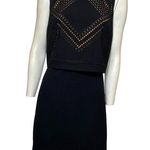 La Pateau Sleeveless Geometric Pattern Overlay Mini Dress Black Size 4 NWT Photo 0
