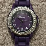 Geneva Platinum women’s vintage purple/silver crystal‎ adjustable rubber watch Purple Photo 1