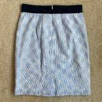 Ann Taylor  Light Blue White Pinstripe Eyelet Pencil Skirt Size 00P 00 Petite Photo 1