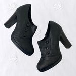 Y2K Chunky Black Structured Faux Leather Office Siren Retro Oxford Heels US 8.5 Photo 0