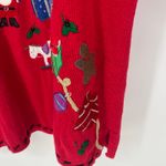 Vintage Red Christmas Sweater Embroidered Santa Toys Gifts Holiday Pullover Size 3X Photo 6