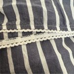 Old Navy  Womens Shirt Blouse Blue White Stripe Scallop Hem Keyhole Size XXL Photo 8