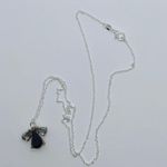 Handmade Silver-Tone Black & Clear Rhinestone Fly Necklace Photo 3