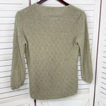 Petite Sophisticate Vintage  Beaded Linen Blend V Neck Sweater Olive Medium Photo 7
