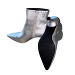 Rachel Zoe NEW   Metallic Silver Kitten Heel Bootie Vegan Leather Photo 3