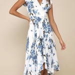 Lulus NWT  French Countryside Blue White Floral Hi Low Sleeveless Dress MEDIUM Photo 0