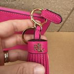 Ralph Lauren New Lauren  Leather Cosmetic Pouch Tassel Pink Gold Makeup Bag Photo 3