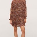 Black Tape Floral Pleated Long Sleeve Mini Dress Size XL Brown Photo 4