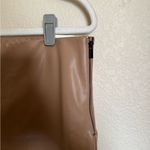 ZARA Faux Leather High Rise Straight Leg Pants Leggings Split Hem Sz XL tan NEW Photo 4