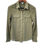 American Eagle  Semi Sheer Chiffon Shirt Size XS Green Collared Casual Photo 0