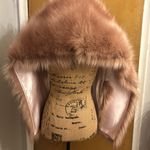 Rose pink faux fur winter shawl Photo 2