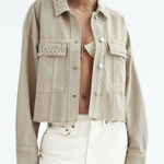 ZARA NWT Piercing Cropped Overshirt Jacket in Taupe Size Extra Large Photo 0