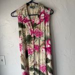 Bahama Beach Medium Vintage 90s Vacation Floral Tropical Full Button Midi Dress‎ Photo 1