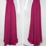 Azazie  burgundy‎ bridesmaid chiffon dress with side slit, size A10 Photo 6