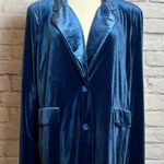 Mazik Women's L Blue Velvet Blazer Two Button Oversized Fit Jacket Size L Photo 0