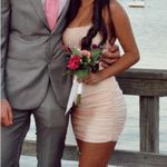 Lucy in the Sky Light Pink Satin Lace-Up Back Mini Dress Photo 0