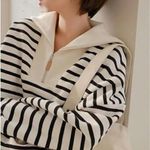 L'Academie  Stripe Pattern Turtleneck Pullover Zipper Knitted Sweater Size Medium Photo 1