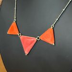 Vintage Geometric Orange and Pink Triangle statement gold tone necklace Photo 1
