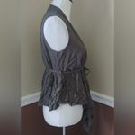 Modcloth Vest Olive Green Draped Front Peplum Back with Waist Tie Medium NEW Photo 2