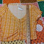 Jolie And Joy NWT Size Medium M Floral Crop Top Vibrant Bright Orange Red White Photo 1