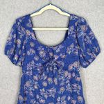 Sienna Sky  Blue Floral Puff Sleeve Dress Size Medium Photo 11
