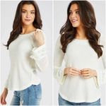 Altar'd State Altar’d State Sweater Thermal Long Sleeve Top with Fringe Small Photo 1