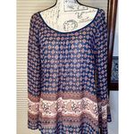 Blu Pepper  Medium Sheer Boho Patterned With Criss Cross Back Blouse Photo 0