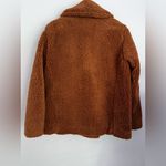 Free People  Sherpa Teddy Pea Coat Oversized Burnt Orange Brown Jacket Cozy XS Photo 3