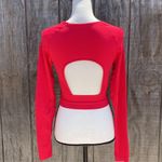 Aura  Athletic Hot Pink Seamless Long Sleeve Crop Open Back Workout Top Size M Photo 1