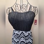 No Boundaries  Black and White Strapless Chevron Dress Photo 2
